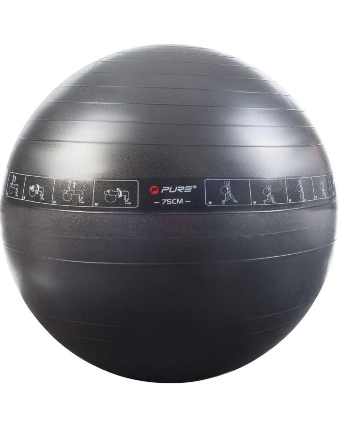 PIŁKA DO ĆWICZEŃ FITNESS 75CM CZARNA PURE 2 IMPROVE