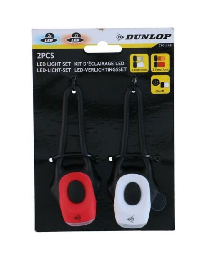 ZESTAW SILIKONOWYCH LAMP ROWEROWYCH LED PRZÓD I TYŁ DUNLOP PRO