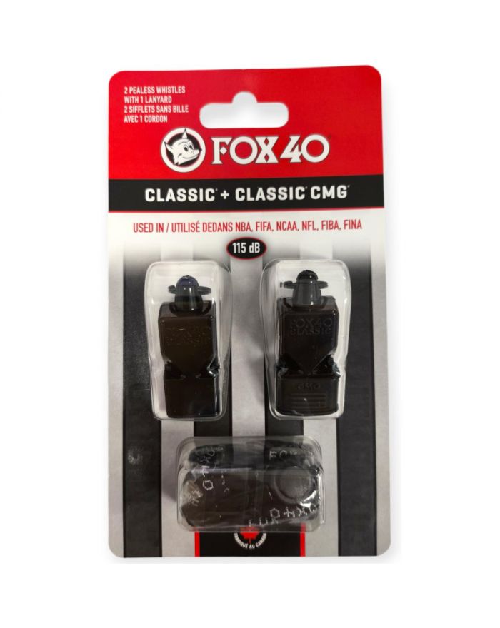 GWIZDEK FOX 40 CLASSIC I CLASSIC CMG CZARNY ZE SZNUREKIEM 2 PACK