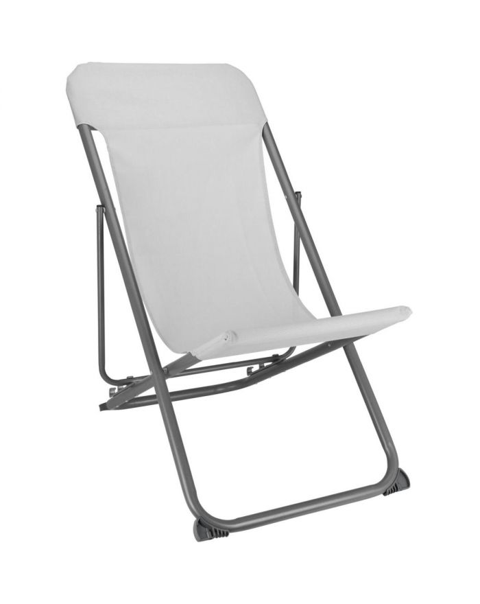 LEŻAK SKŁADANY STALOWY TEXTILENE SZARY