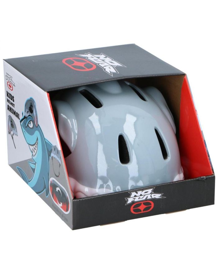 KASK ROWEROWY DZIECIĘCY REGULOWANY NO FEAR R. (48-52CM) REKIN SZARY
