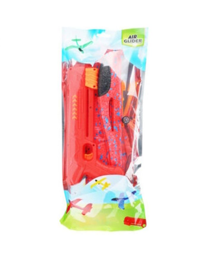 SAMOLOT STYROPIANOWY Z WYRZUTNIĄ 32x34CM CZERWONY