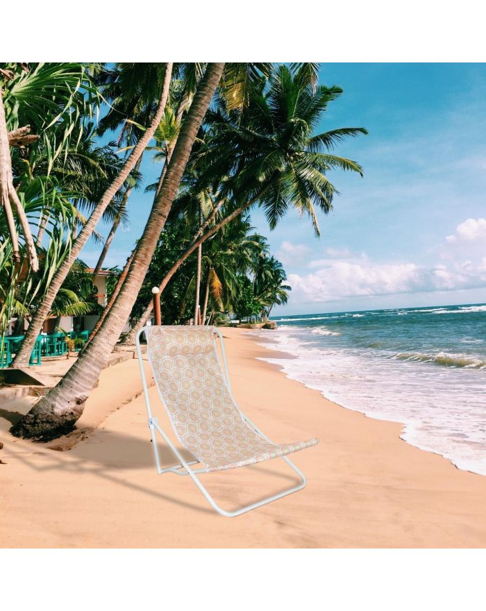 LEŻAK SKŁADANY PLAŻOWY Z ZAGŁÓWKIEM POMARAŃCZOWY