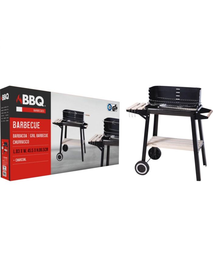 GRILL OGRODOWY WÓZEK 83x45,5x86,5CM CZARNY