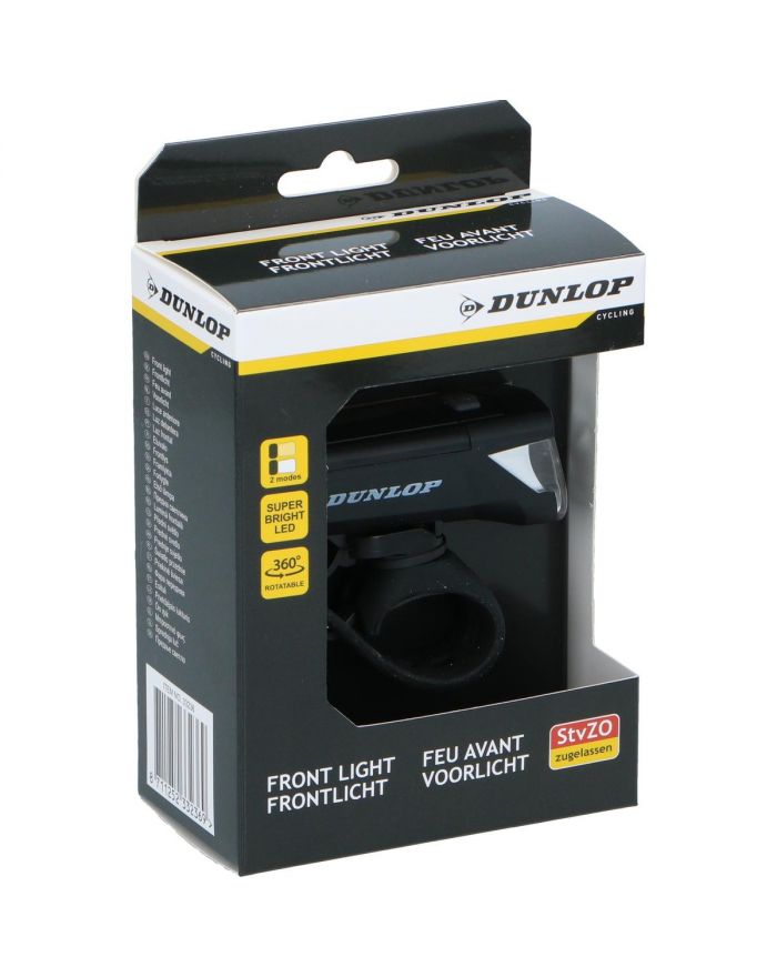 LAMPKA ROWEROWA PRZEDNIA 2 TRYBY CERTYFIKAT DUNLOP