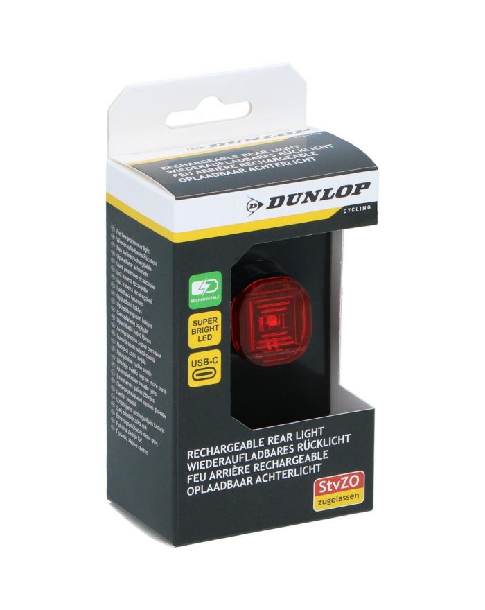 LAMPKA ROWEROWA NA TYŁ LED USB-C CERTYFIKAT DUNLOP