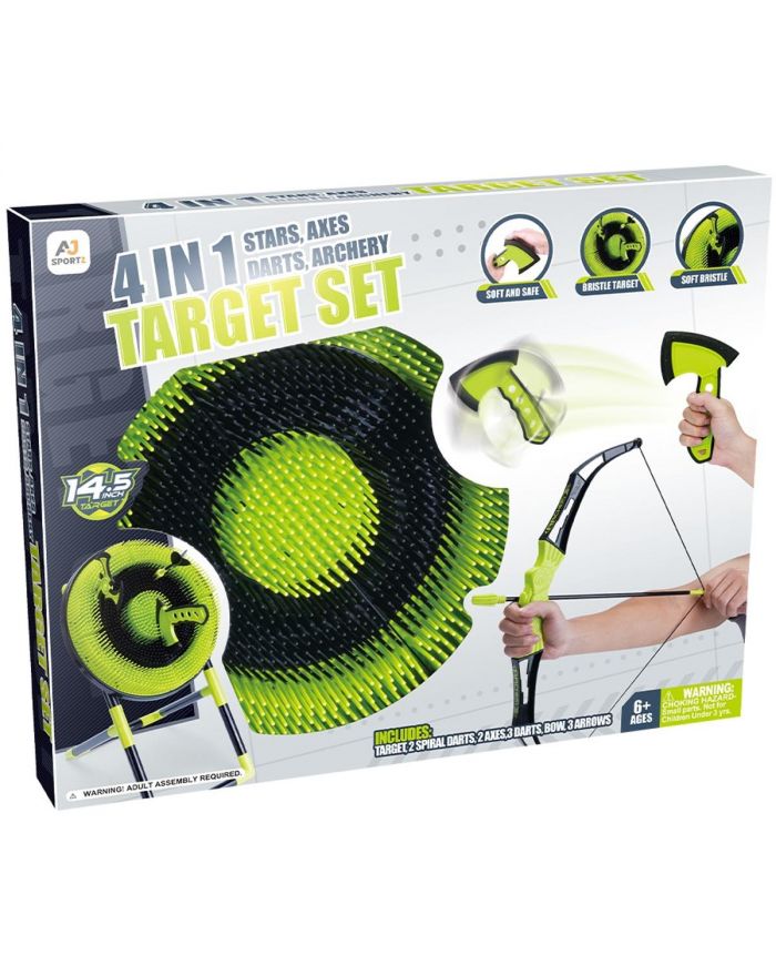 ZESTAW GIER 4W1 DART ŁUK SIEKIERKA SHURIKEN