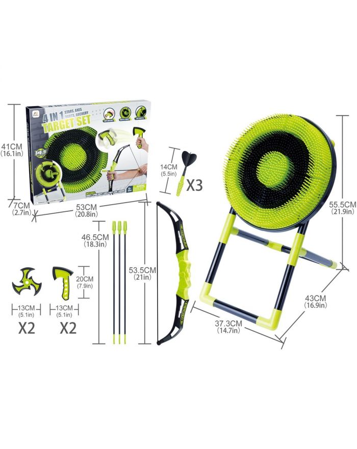 ZESTAW GIER 4W1 DART ŁUK SIEKIERKA SHURIKEN