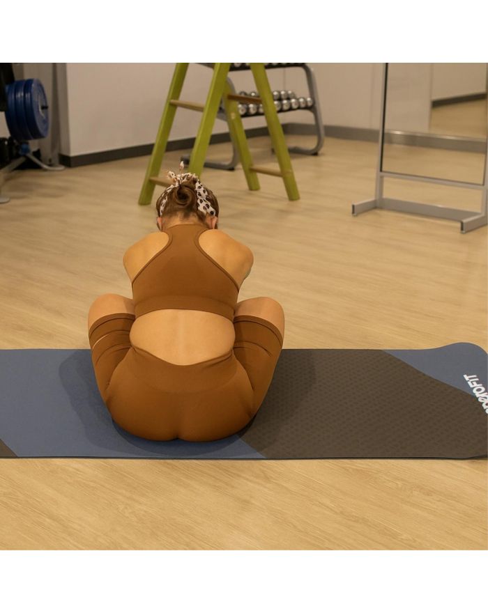 MATA DO JOGI I FITNESS TPE ANTYPOŚLIZGOWA CZARNO-NIEBIESKA ENERO FIT