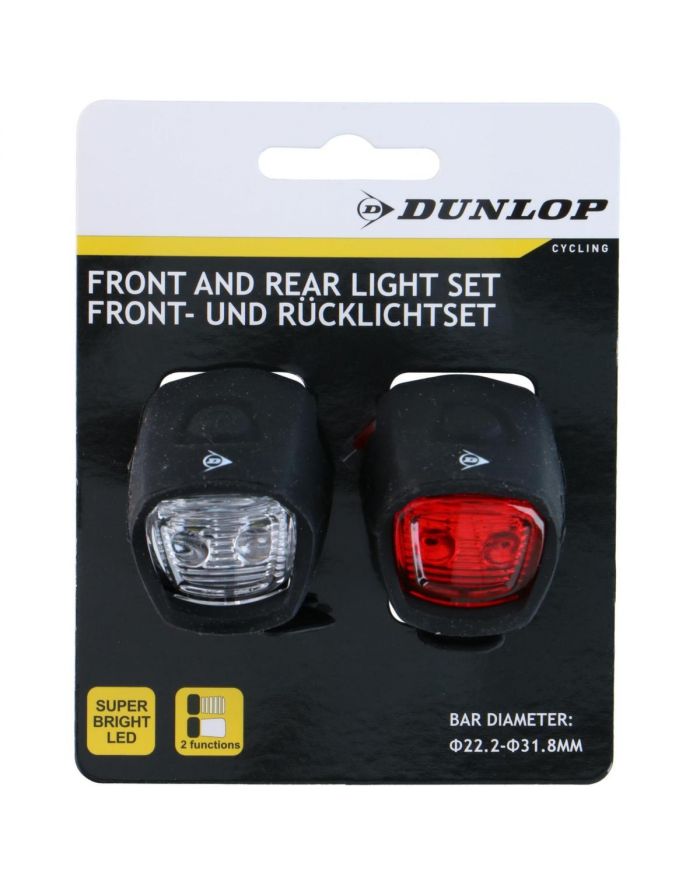 ZESTAW SILIKONOWYCH LAMP ROWEROWYCH LED PRZÓD I TYŁ BLACK DUNLOP