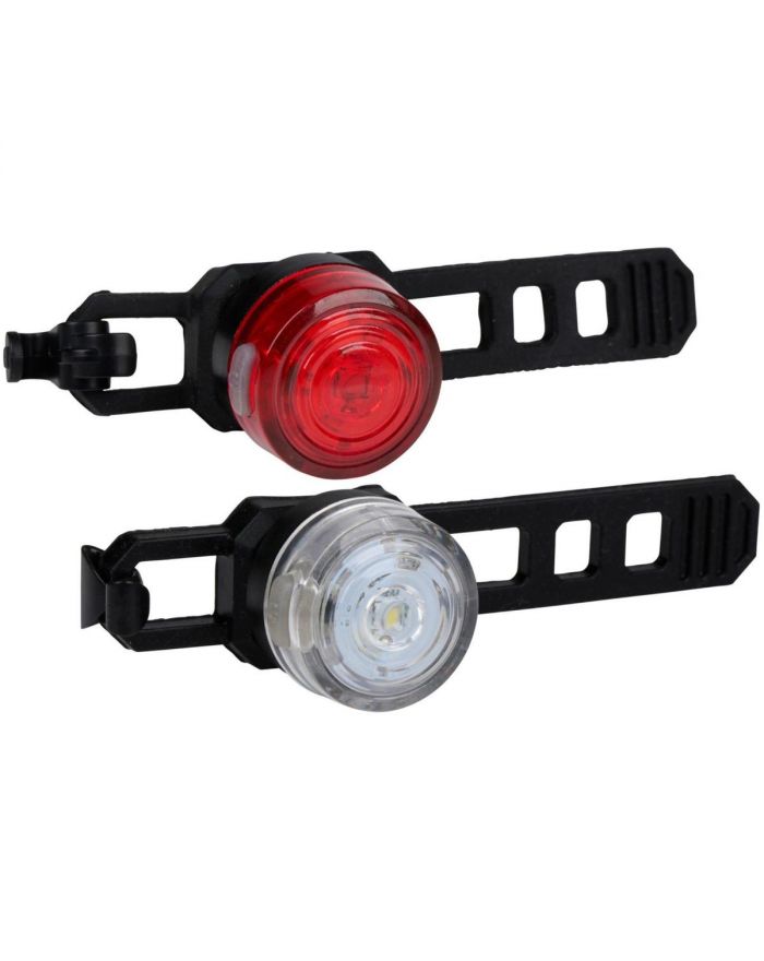 ZESTAW SILIKONOWYCH LAMP ROWEROWYCH LED PRZÓD I TYŁ OKRĄGŁE BLACK DUNLOP