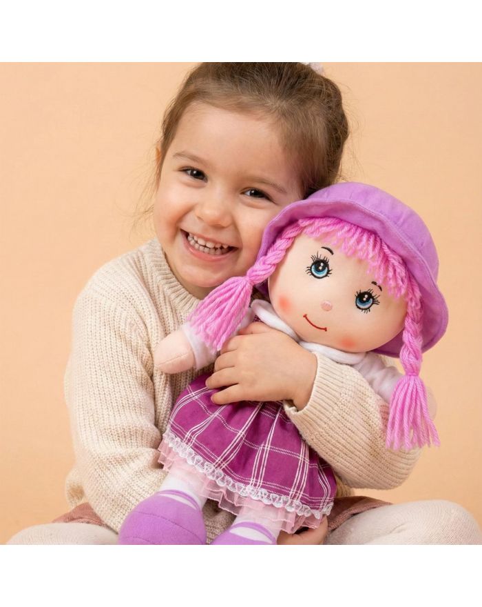 LALKA PRZYTULANKA SZMACIANKA Z DŻWIĘKIEM FIOLETOWA