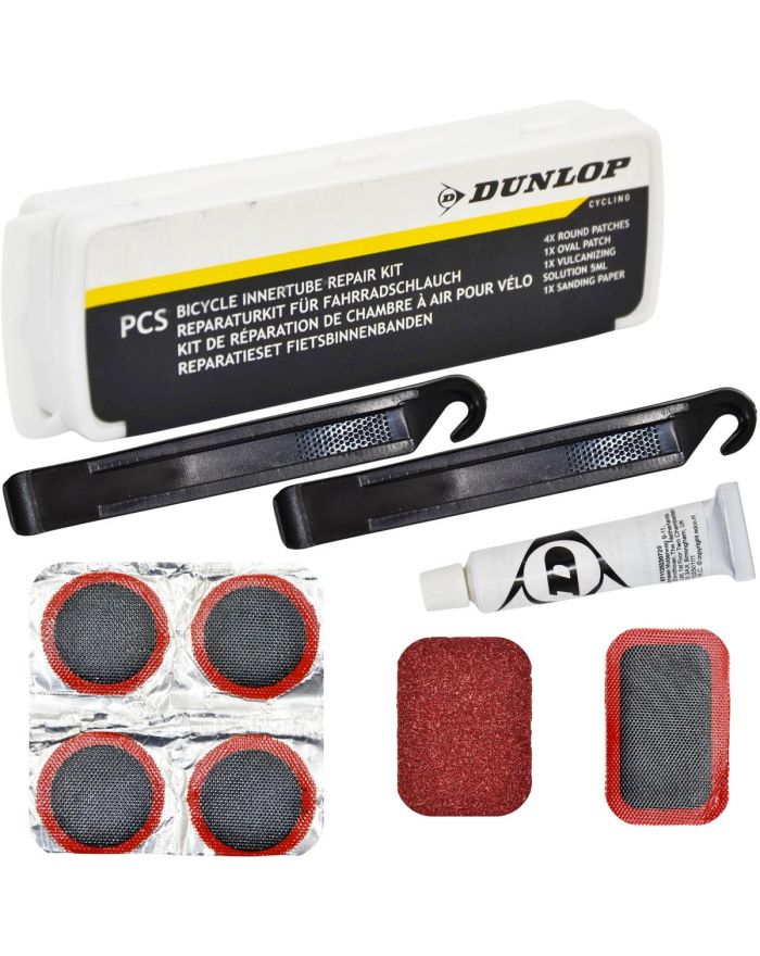 ZESTAW NAPRAWCZY DO DĘTEK ŁATKI I KLEJ 9 ELEMENTÓW BOX DUNLOP