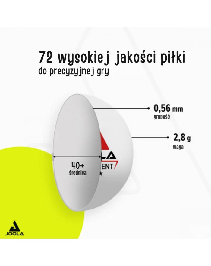 PIŁECZKI DO TENISA STOŁOWEGO JOOLA TOURNAMENT 3 GWIAZDKI 72SZT BIAŁE