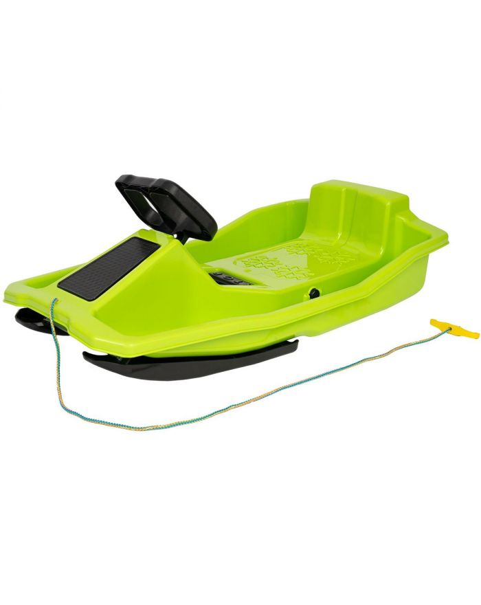 SANKI PLASTIKOWE Z HAMULCEM I KIEROWNICĄ MIKOŁAJ 97x53x25CM ZIELONE