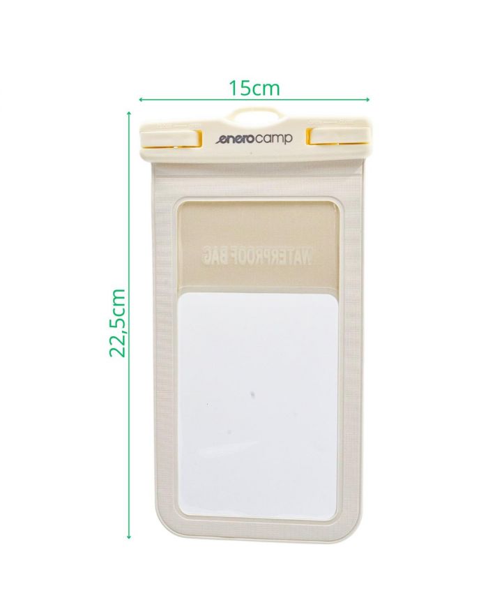 WODOODPORNE ETUI POKROWIEC NA TELEFON 12X22,5CM PVC ENERO CAMP KREMOWE