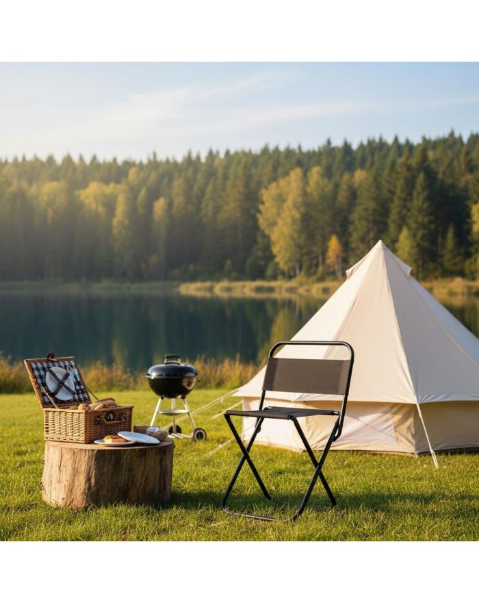 KRZESŁO TURYSTYCZE SKŁADANE 35X28X58CM CZARNE ENERO CAMP