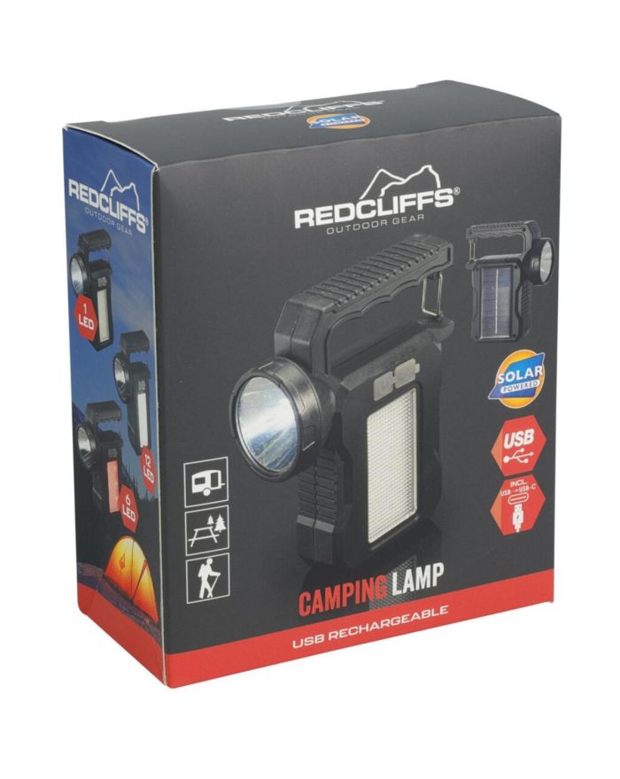 LATARKA LAMPA CAMPINGOWA ŁADOWANIE USB SOLAR IP 44 REDCLIFFS