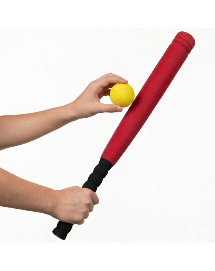 KIJ DO BASEBALLA JUNIOR 54CM Z PIŁKĄ SOFT CZERWONY
