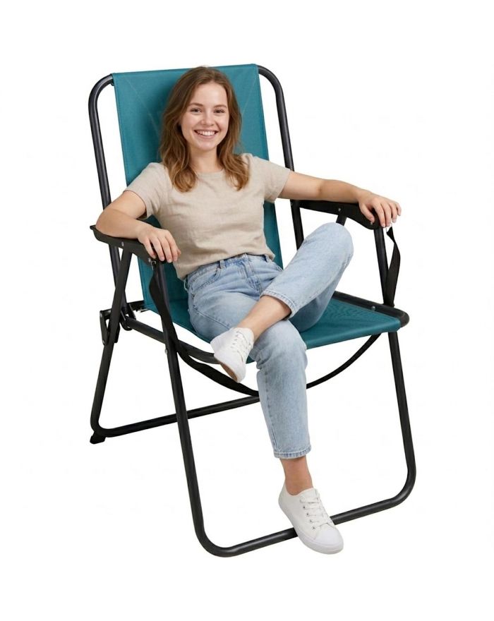 KRZESŁO TURYSTYCZNE Z PODŁOKIETNIKAMI SKŁADANE MORSKI REDCLIFFS