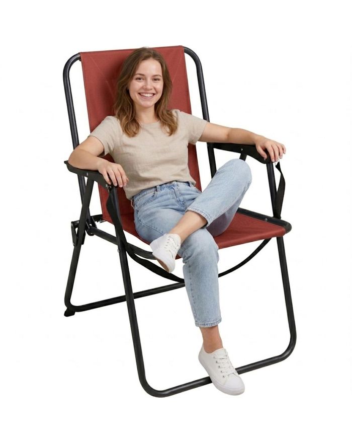 KRZESŁO TURYSTYCZNE Z PODŁOKIETNIKAMI SKŁADANE CZERWONY REDCLIFFS