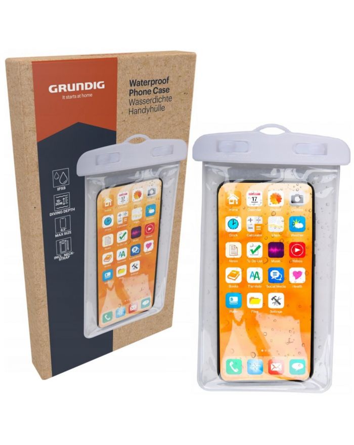 WODOODPORNE ETUI POKROWIEC NA TELEFON 11,7X21CM PVC BIAŁE GRUNDIG