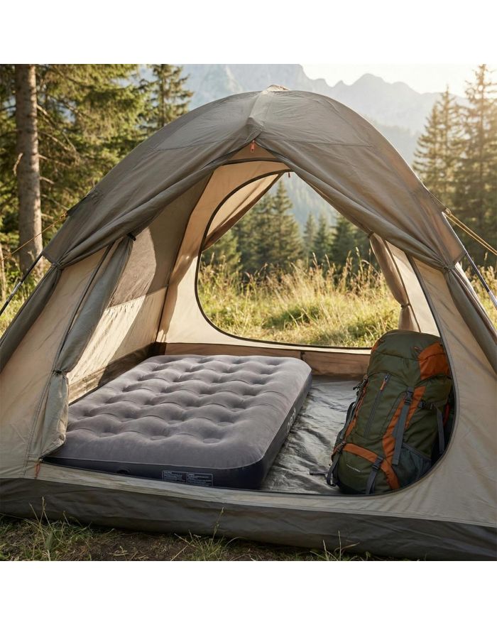 MATERAC FLOKOWANY 1-OSOBOWY SZARY 191x99x22CM 24638