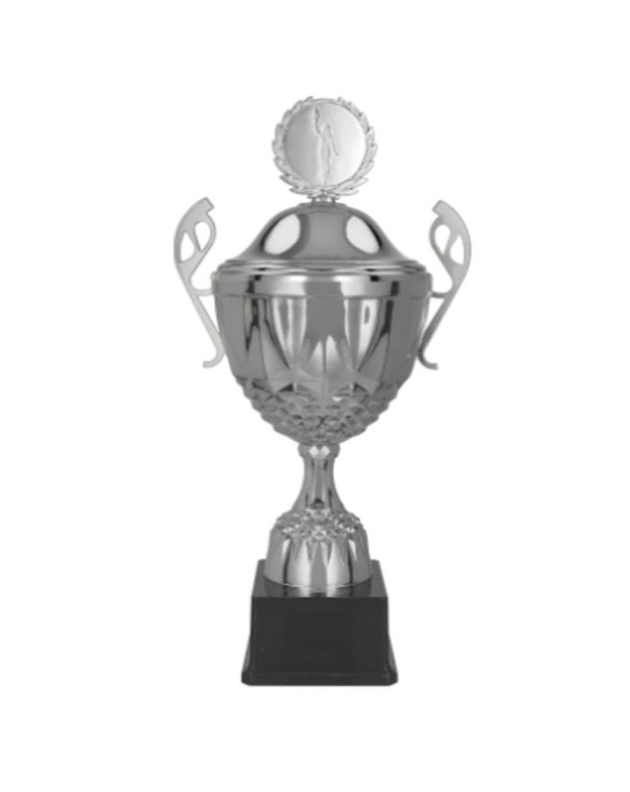 Puchar metalowy srebrny z przykrywką MUFAS