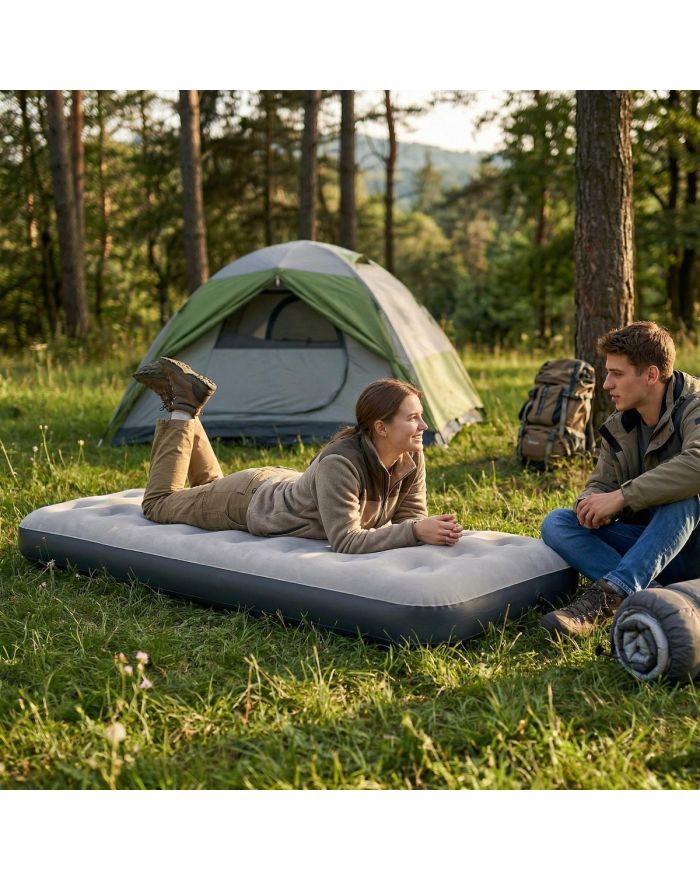 MATERAC FLOKOWANY 1-OSOBOWY CLOUDCOIL SZARY 191x73x22CM 24637