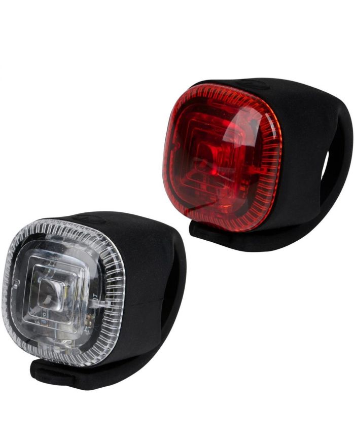 ZESTAW SILIKONOWYCH LAMP ROWEROWYCH LED PRZÓD TYŁ BLACK LED DUNLOP