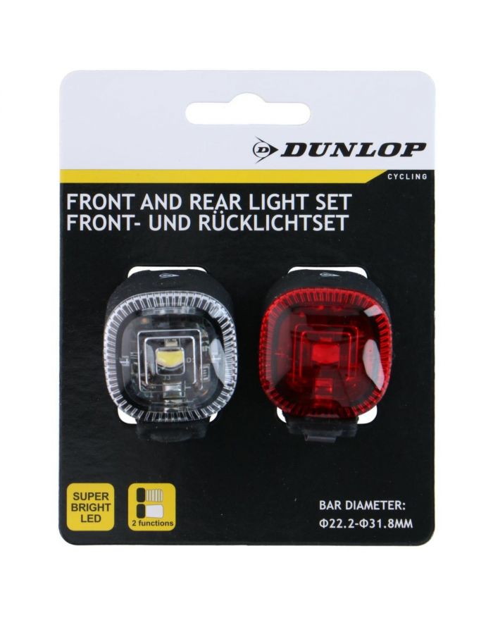 ZESTAW SILIKONOWYCH LAMP ROWEROWYCH LED PRZÓD TYŁ BLACK LED DUNLOP