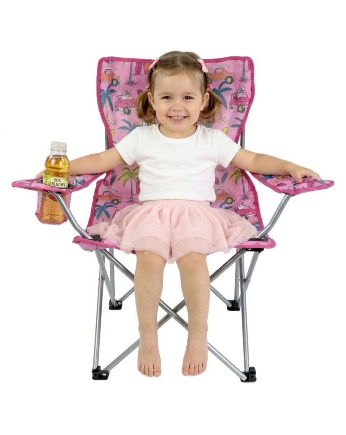 KRZESŁO TURYSTYCZNE SKŁADANE DZIECIĘCE RÓŻOWE KIDS COLLECTION