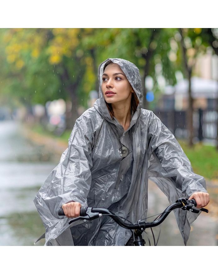 PONCHO PRZECIWDESZCZOWE ROWEROWE DLA DOROSŁYCH 100x130x1CM PE 135GR SZARE DUNLOP