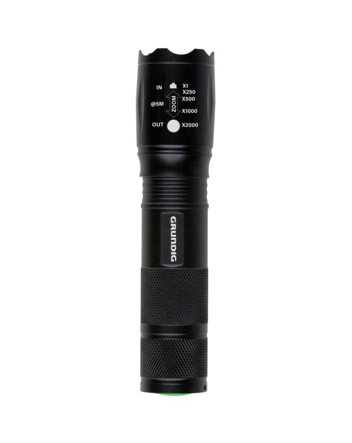 LATARKA TAKTYCZNA LED GRUNDIG MEGALIGHT 80LM ZOOM 5 TRYBÓW 200M ALUMINIOWA