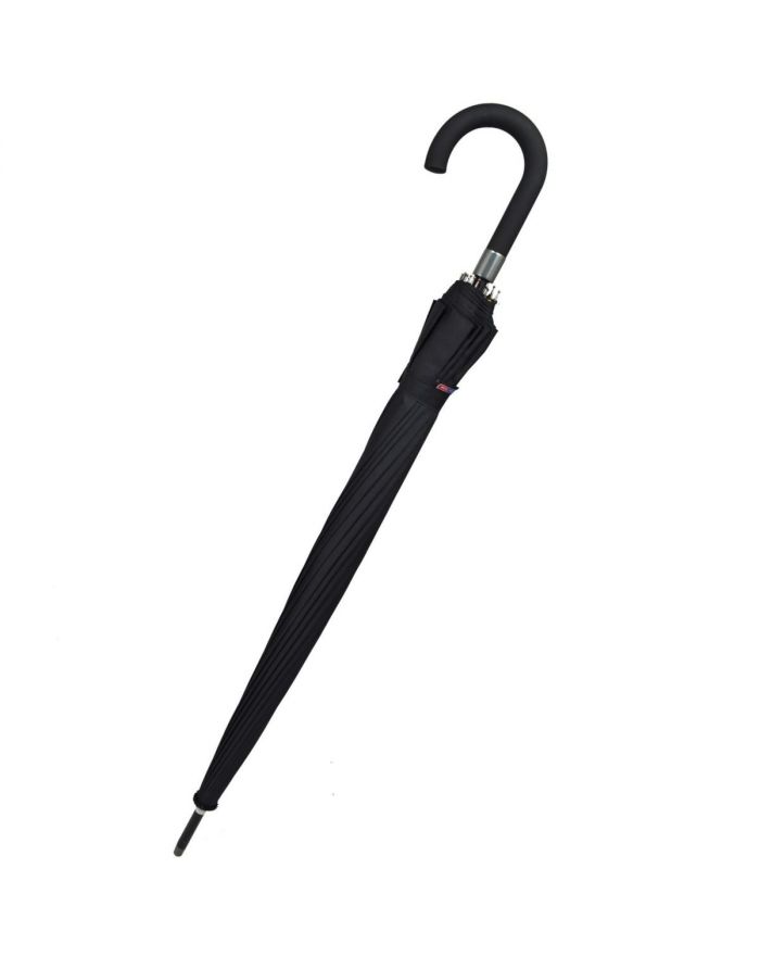 PARASOL DŁUGI PÓŁAUTOMATYCZNY 16 ŻEBER CZARNY SEMI LINE