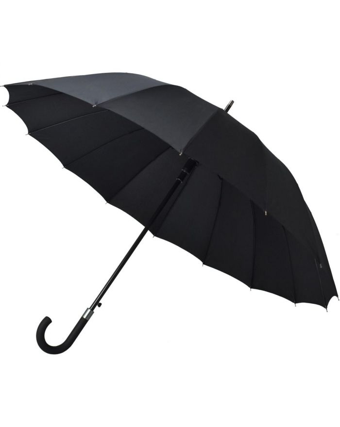 PARASOL DŁUGI PÓŁAUTOMATYCZNY 16 ŻEBER CZARNY SEMI LINE
