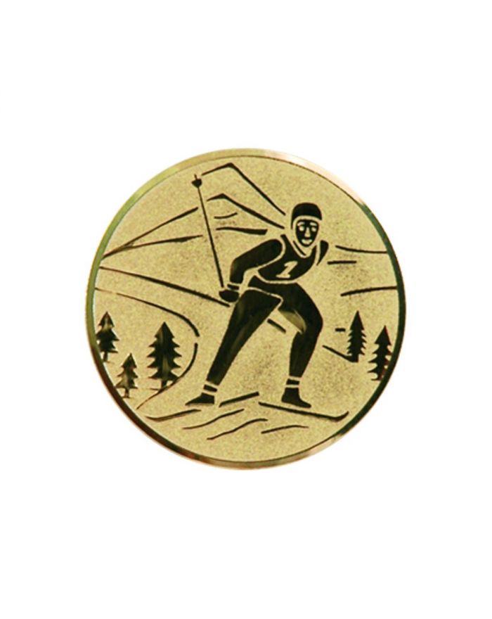Wklejka aluminiowa złoty - narciarz