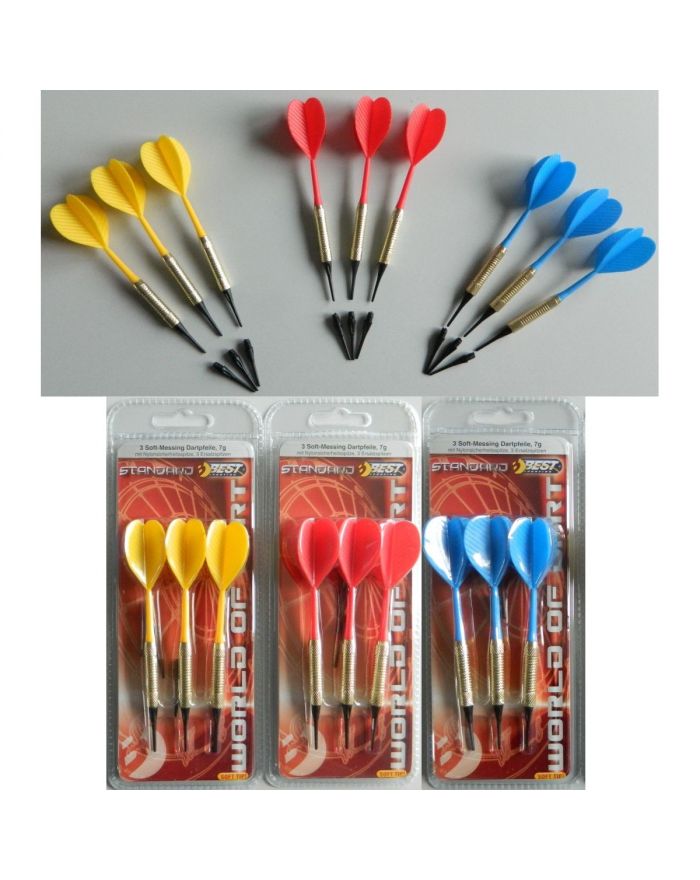 RZUTKI LOTKI PLASTIKOWE DART 3SZT BEZPIECZNE ŻÓŁTE BEST SPORTING