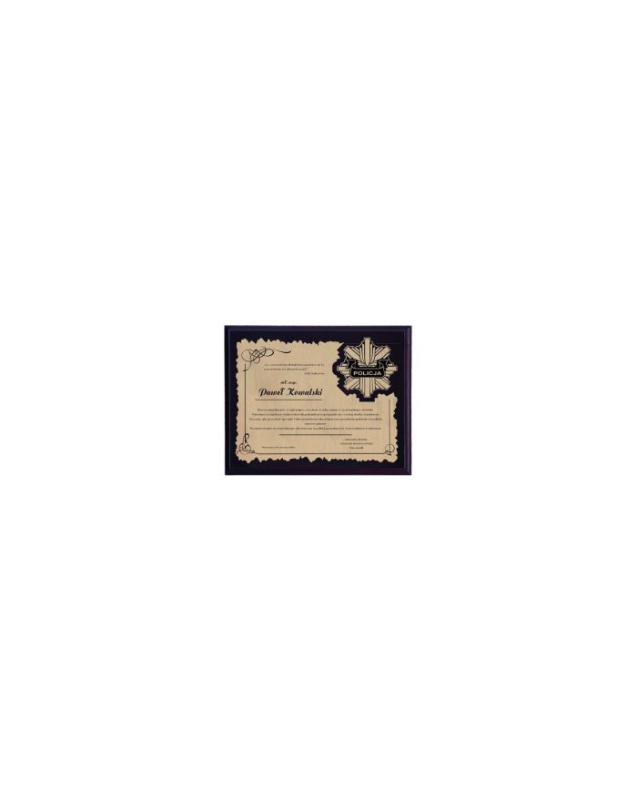 Dyplom z tworzywa sztucznego z laminatem grawerowany
