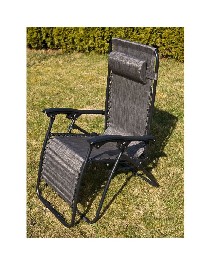 LEŻAK OGRODOWY SKŁADANY WIELOFUNKCYJNY 175X52/65X107CM SZARY