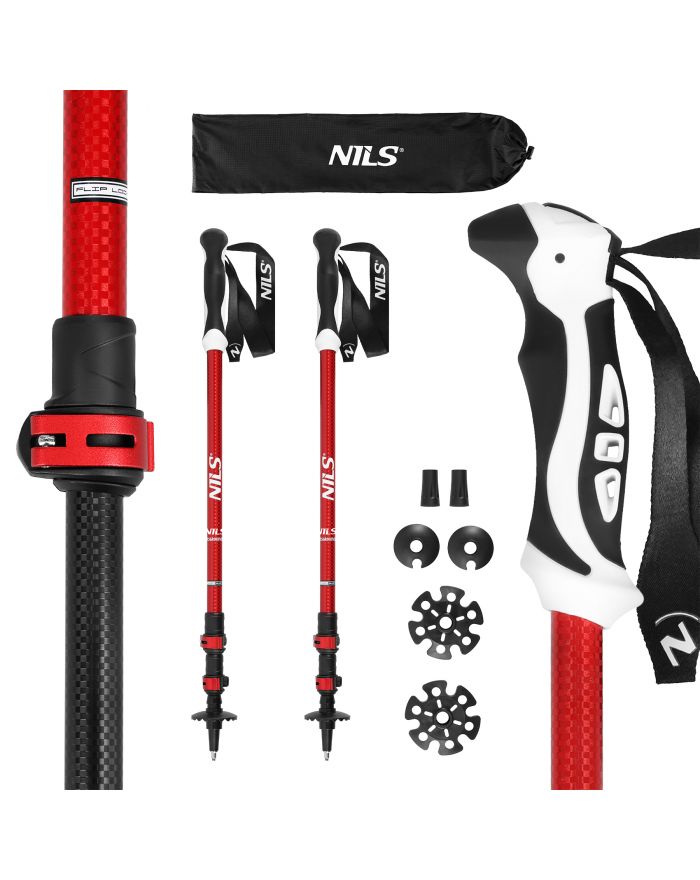 TK8601 RED KIJE TREKKINGOWE ALUMINIOWE NILS