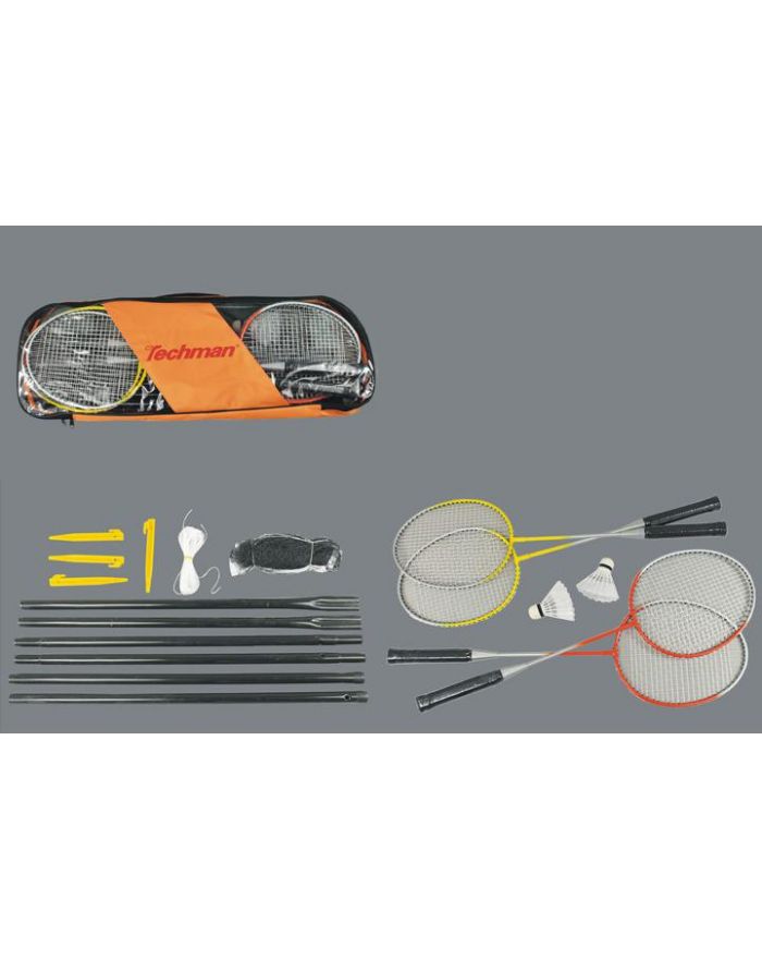 Zestaw do badmintona dla 4 osób + 2 lotki + słupki