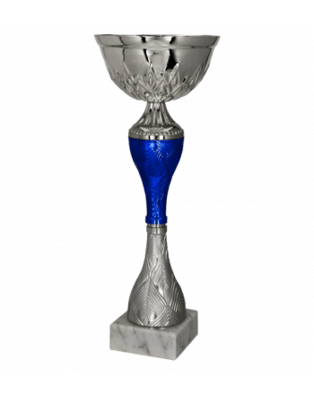 Puchar metalowy srebrno-niebieski 21.5cm