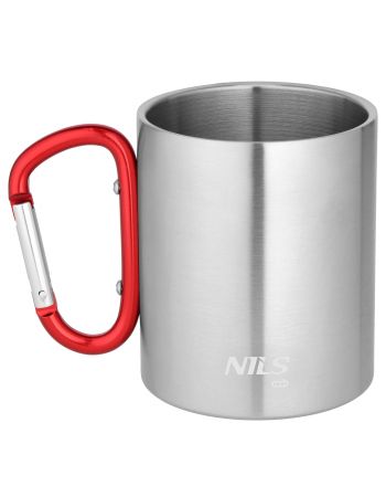 NC17110 KUBEK KEMPINGOWY Z KARABIŃCZYKIEM 300 ML STAL NIERDZEWNA CZERWONY NILS CAMP