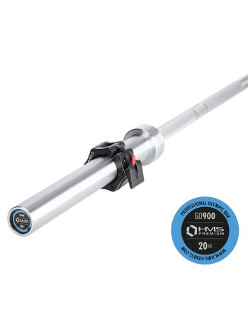 GO900 GRYF OLIMPIJSKI 20KG 2200MM HMS PREMIUM + ZG1500 SILVER ZACISKI LOCK JAW (2 szt)