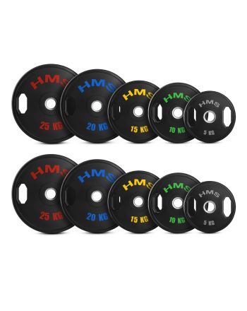 TOG ZESTAW TALERZY OLIMPIJSKICH OGUMOWANYCH 2 x 5 - 25 KG (150 KG) HMS