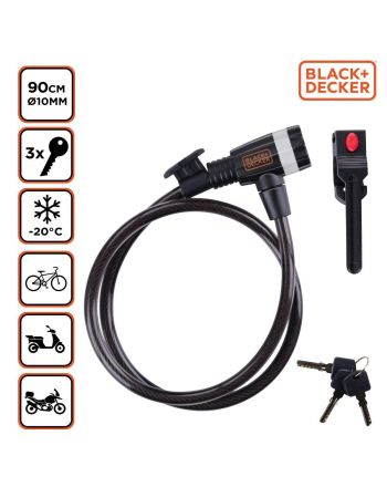 ZAPIĘCIE ROWEROWE LINKA NA ZAMEK 10x900MM Z UCHWYTEM BLACK+DECKER