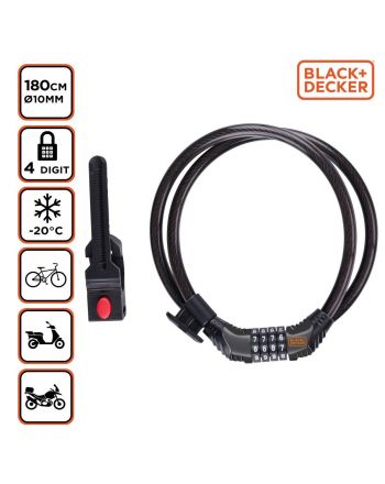 ZAPIĘCIE ROWEROWE LINKA NA SZYFR 10x1800MM Z UCHWYTEM BLACK+ DECKER