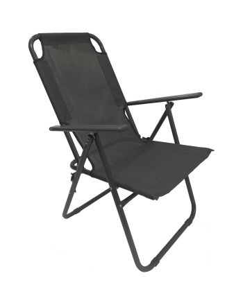 KRZESŁO TURYSTYCZNE Z PODŁOKIETNIKAMI 61x66x65-108CM SKŁADANE CIEMNO SZARE ENERO CAMP - II GATUNEK