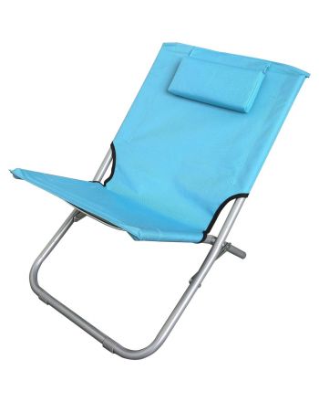 LEŻAK PLAŻOWY SKŁADANY Z ZAGŁÓWKIEM 47X61X58CM NIEBIESKI